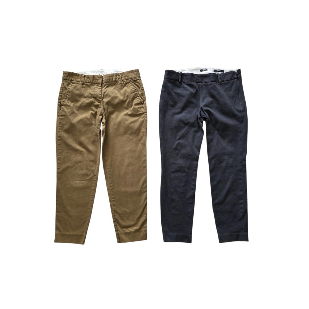 J.Crew Womens Chino Pants Lot 2 Size 4 Minnie City Fit Stretch Black Tan Preppy
